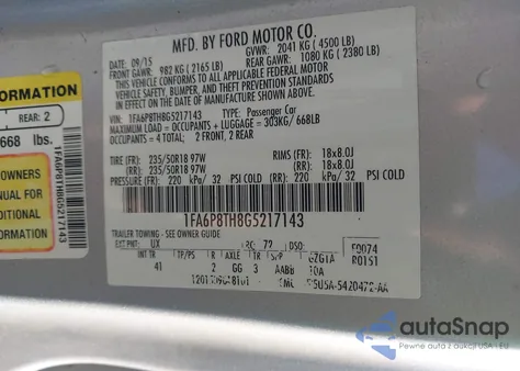 2016 Ford Mustang Ecoboost from USA, damaged, VIN 1FA6P8TH8G5217143